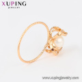 15429 xuping chine en gros belle bague conceptions pour femmes réglage blanc perle attrayante 18 k plaqué or bague